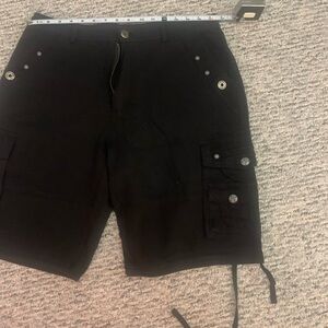 Black Cargo Shorts with Sturdy Material